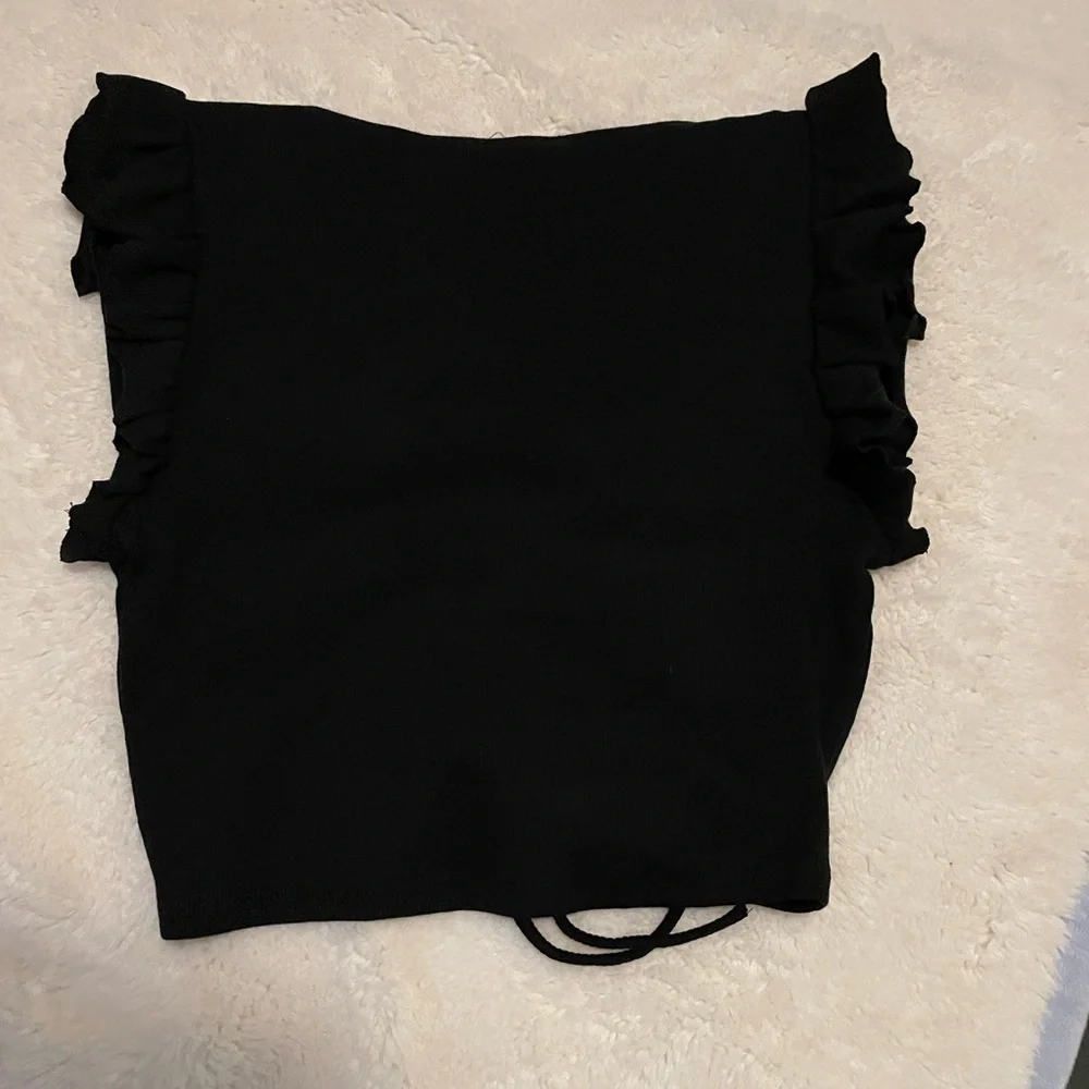 ZARA Womens ruffled sleeve crop top, size large - Picture 7 of 8